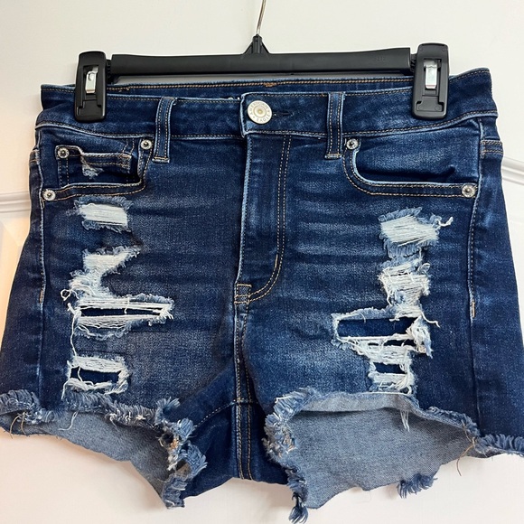 American Eagle Blue Denim Ripped Jean Shorts - Picture 1 of 2